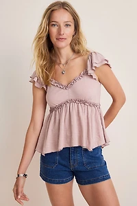 Suzy Flutter Sleeve Babydoll Top