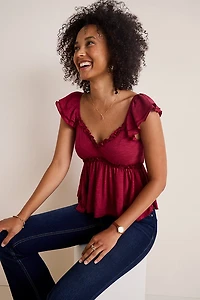 Suzy Flutter Sleeve Babydoll Top
