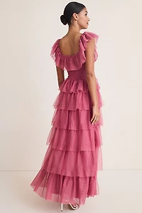 Cindy Tulle Tiered Maxi Dress