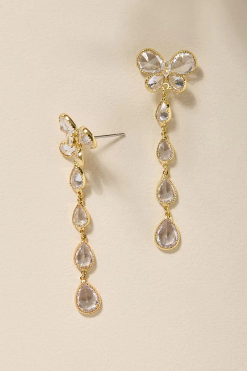 Erin Crystal Butterfly Linear Drop Earrings