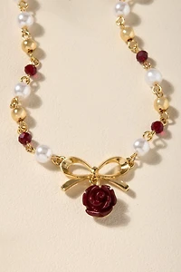 Eva Rose Bow Strand Choker Necklace