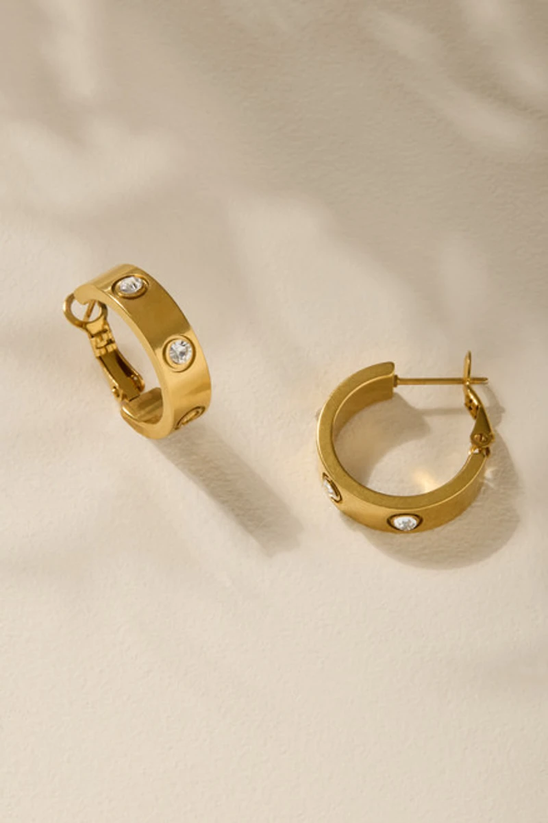 Paula Stainless Steel Gold Hoop Earrings