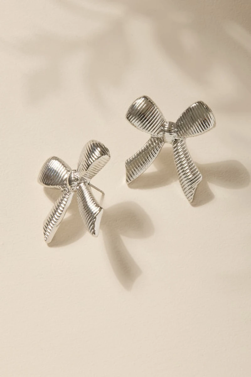 Martha Ribbed Bow Stud Earrings