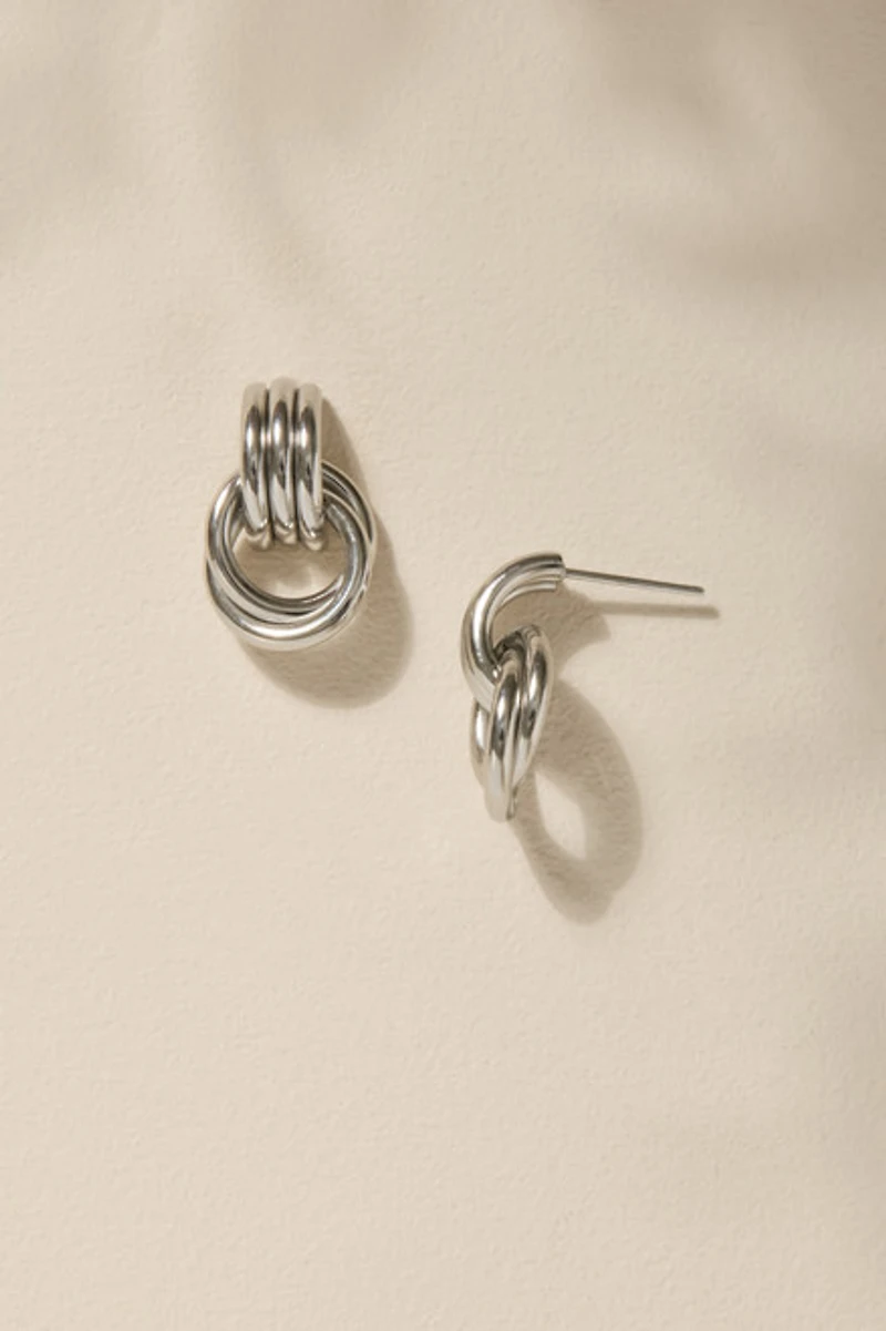 Alisa Stainless Steel Doorknocker Silver Earrings
