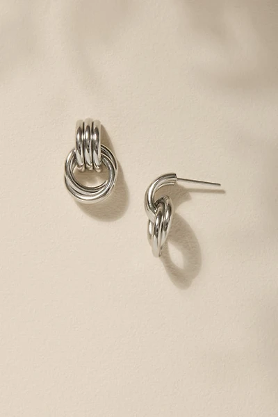 Alisa Stainless Steel Doorknocker Silver Earrings