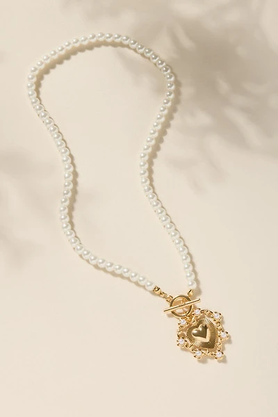 Marcy Heart Pendant Pearl Necklace