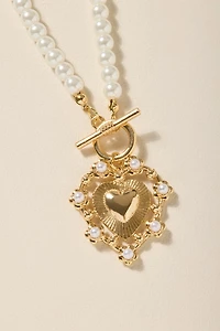 Marcy Heart Pendant Pearl Necklace