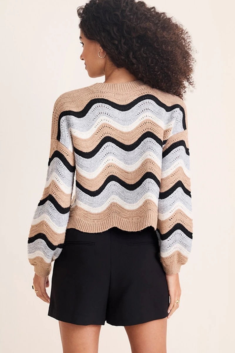 Maggie Wavy Striped Pullover Sweater