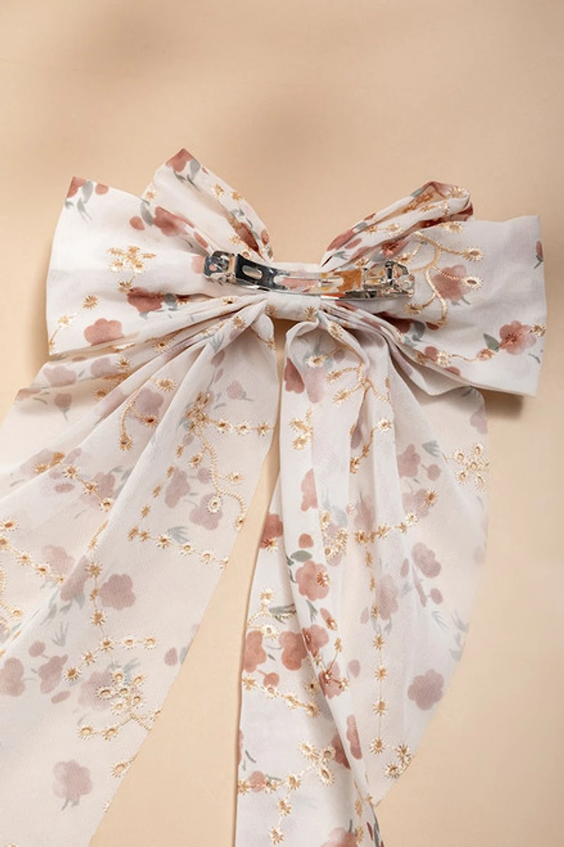 Molly Floral Bow Hair Barrette