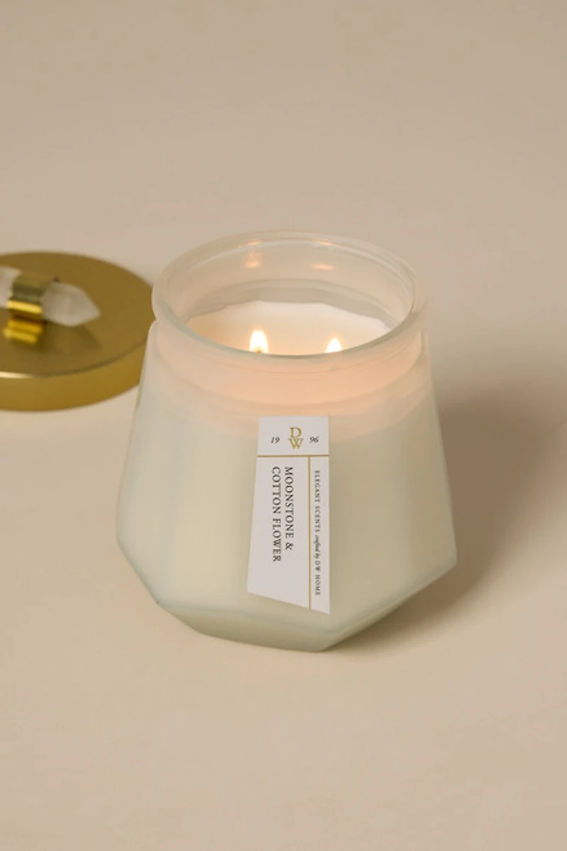DW Home Moonstone And Cotton Flower Candle Jar 13oz