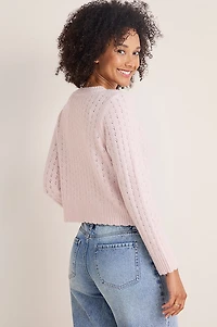 Donna Pointelle Button Down Cardigan