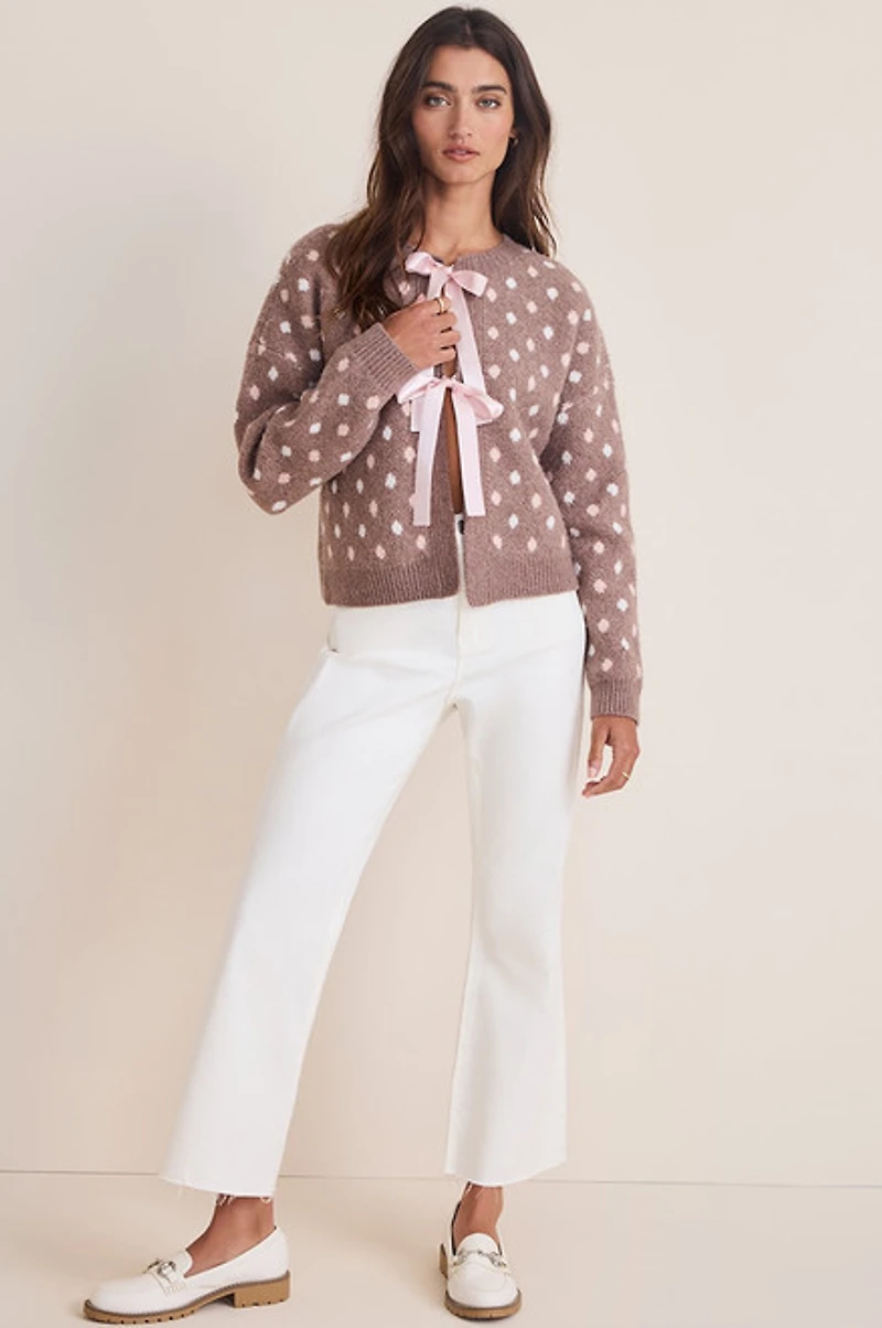 Sophie Polka Dot Tie Front Cardigan
