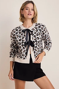 Elisa Leopard Tie Front Cardigan