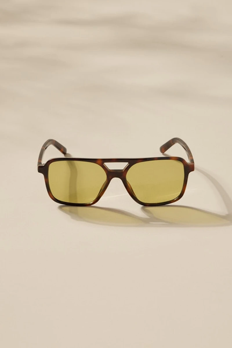 Dora Tort Shell Plastic Aviator Sunglasses