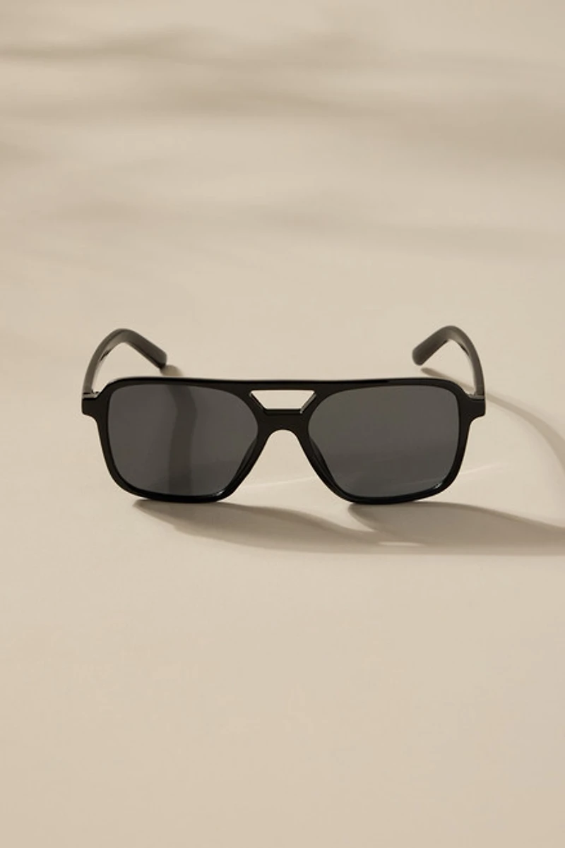 Dora Black Lens Plastic Aviator Sunglasses