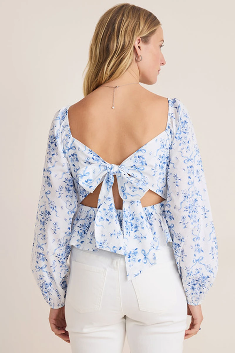 Angie Long Sleeve Bow Back Blouse