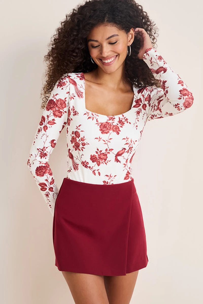 yummi by francesca's Back Tie Floral Bodysuit