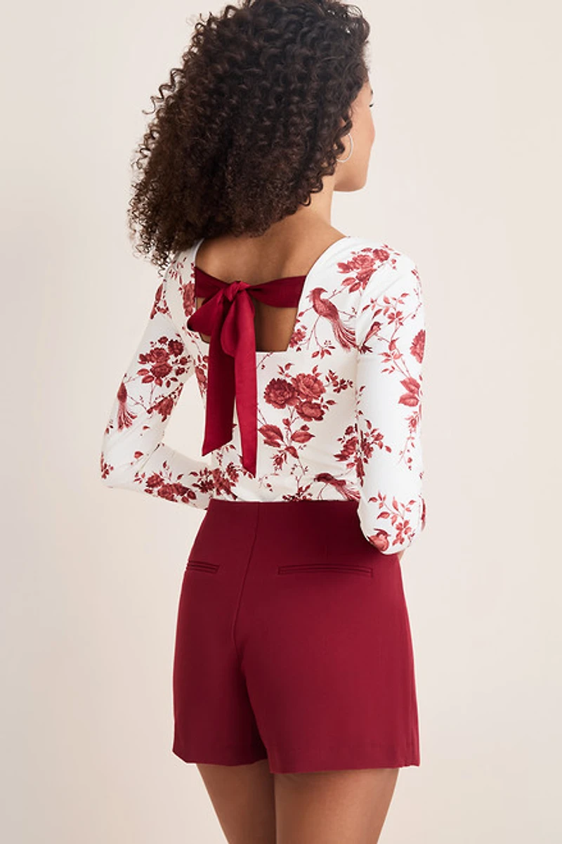yummi by francesca's Back Tie Floral Bodysuit