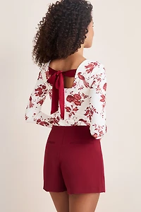 yummi by francesca's Back Tie Floral Bodysuit