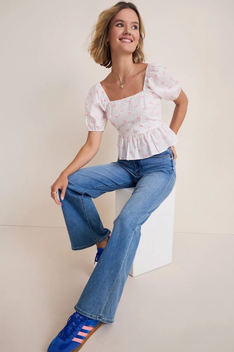 Joan Bow Back Short Sleeve Blouse