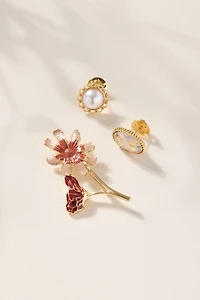 Marie Flower Pearl Brooch Set