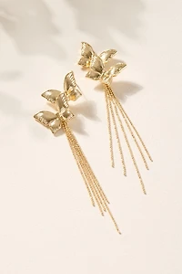 Amy Gold Tassel Butterfly Drop Earrings