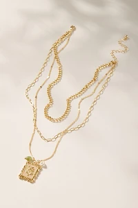 Kristie Flower Frame Layered Pendant Necklace