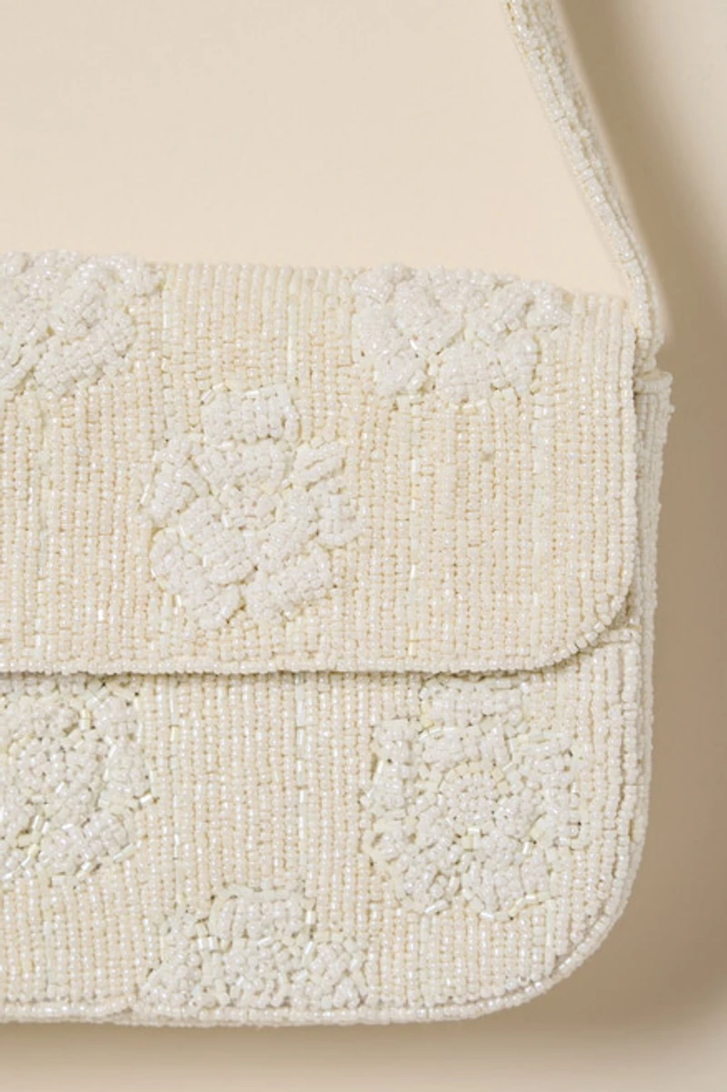 Emily Rosette Beaded Shoulder Bag
