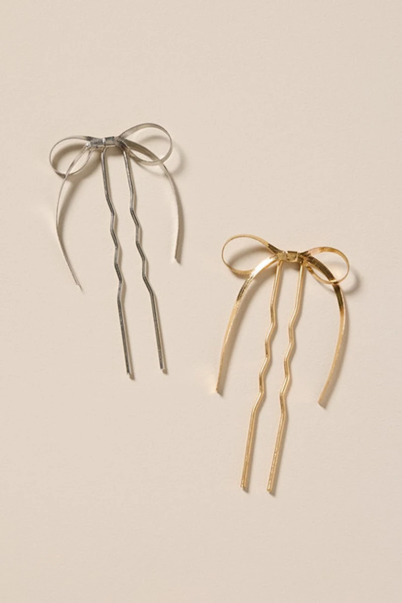 Jacklyn Bow French Hair Pin Set