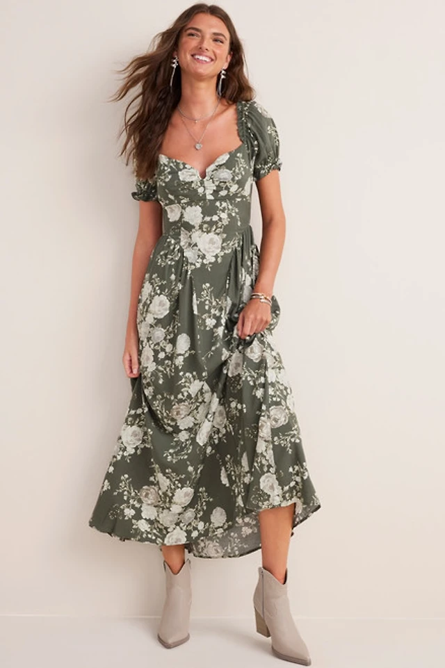 knee length dresses for ladies Madeline in Pink Casual Midi Everyday Dress – Ivy City Co main image 1