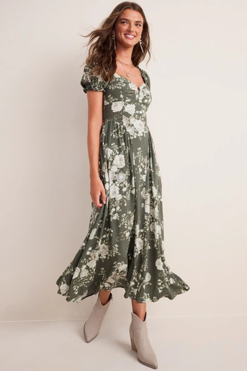 Lydia Bow Back Floral Maxi Dress