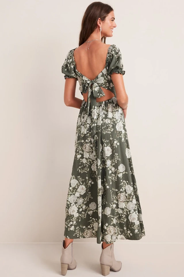 Francesca's Lydia Bow Back Floral Maxi Dress | Liberty Center