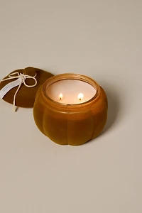 Flocked Pumpkin Scented Candle Jar 13oz