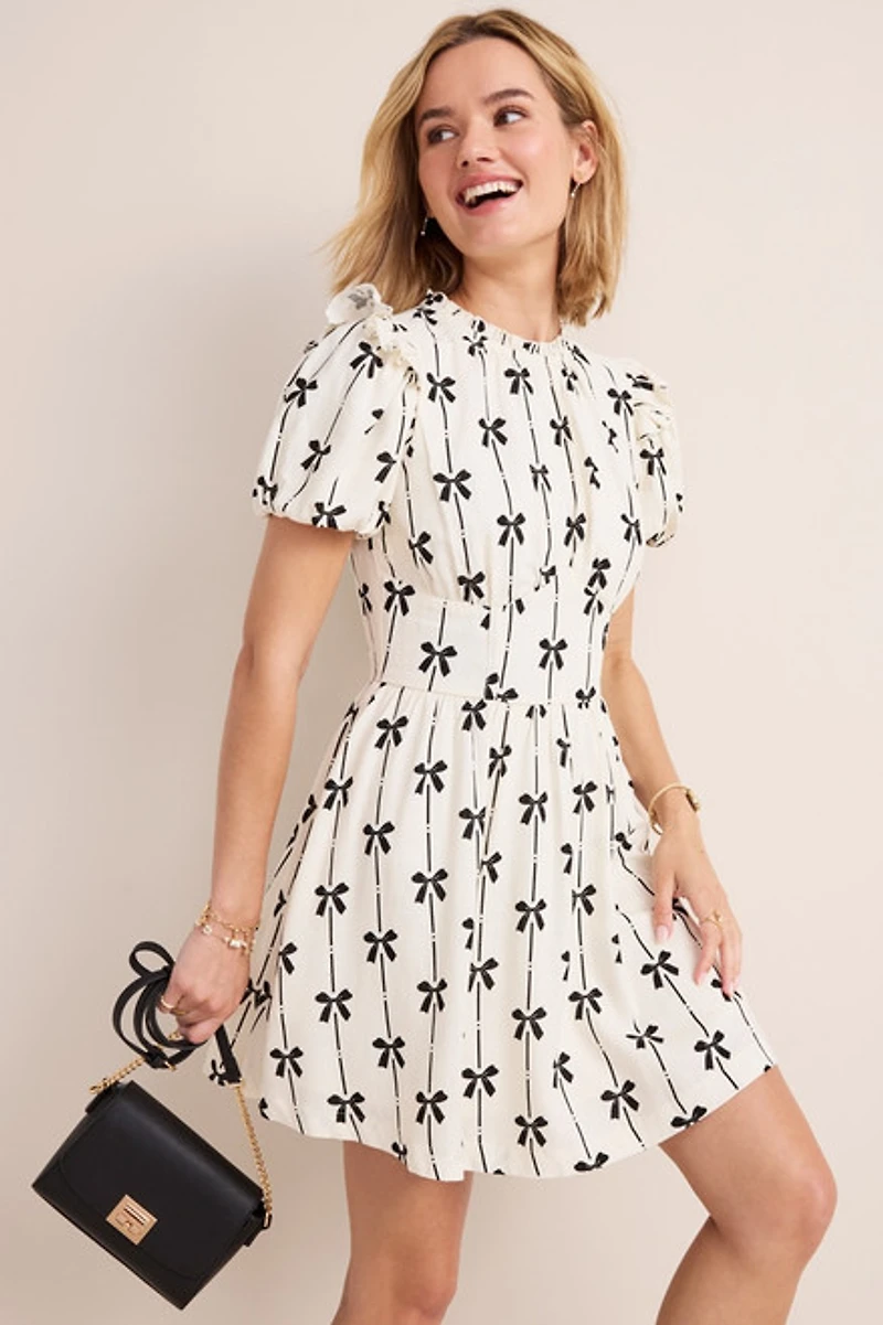 Lora Bow Stripe Mini Dress