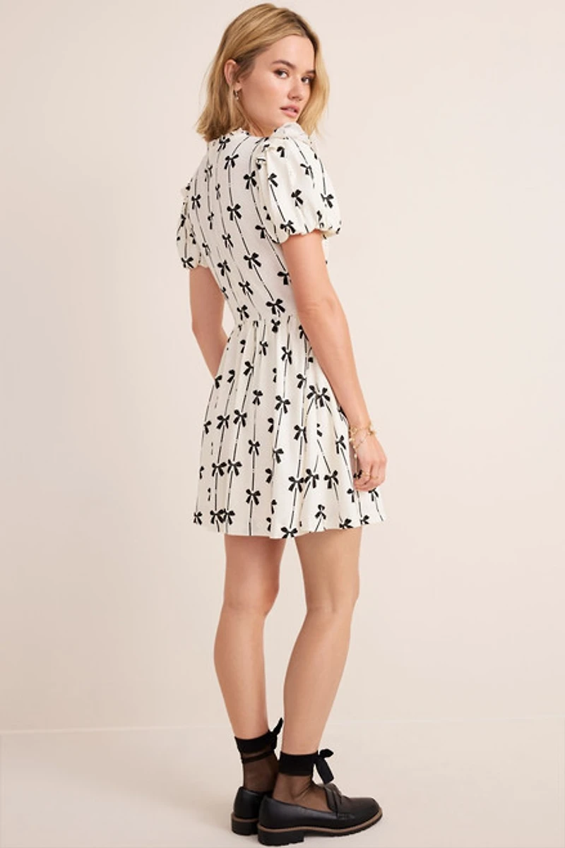 Lora Bow Stripe Mini Dress