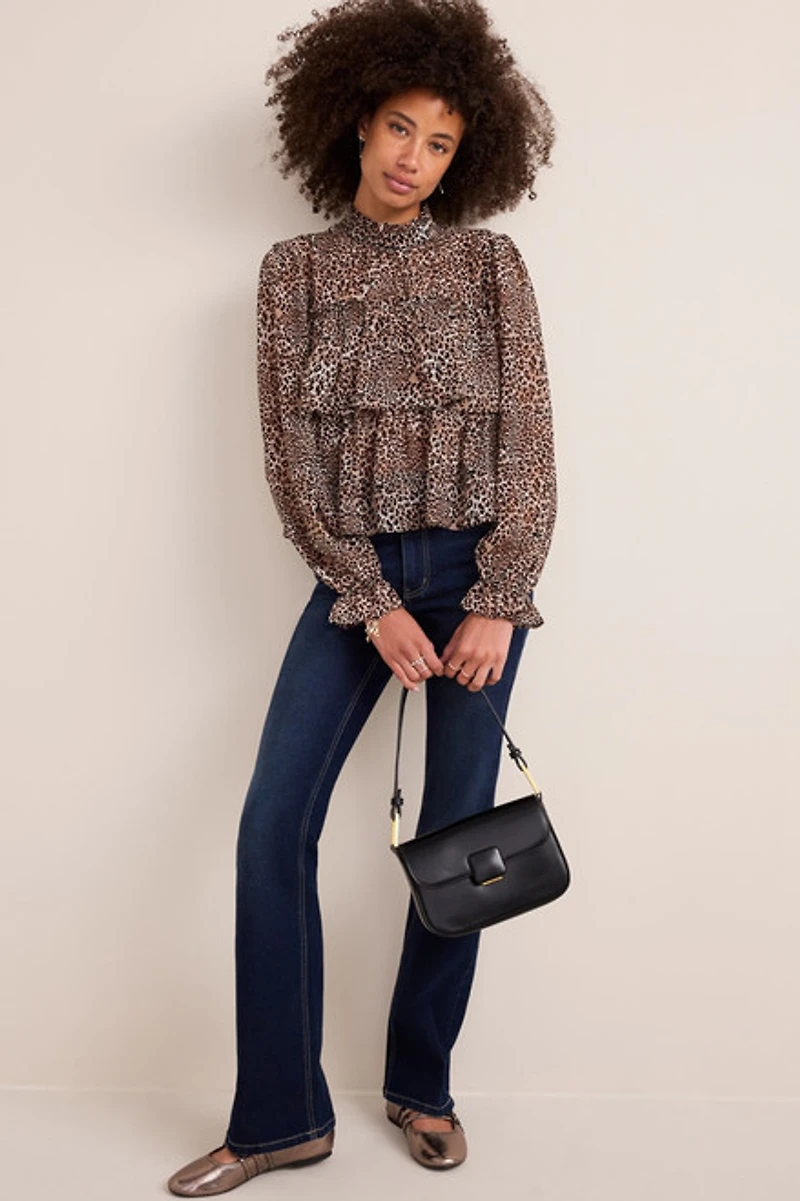 Gina Leopard Print Tiered Blouse