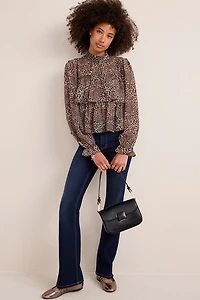 Gina Leopard Print Tiered Blouse