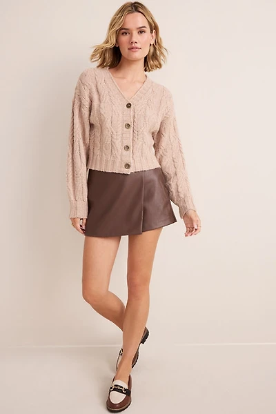 Sara Cable Knit Front Button Cardigan
