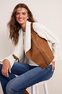 Becky Faux Suede Sherpa Vest