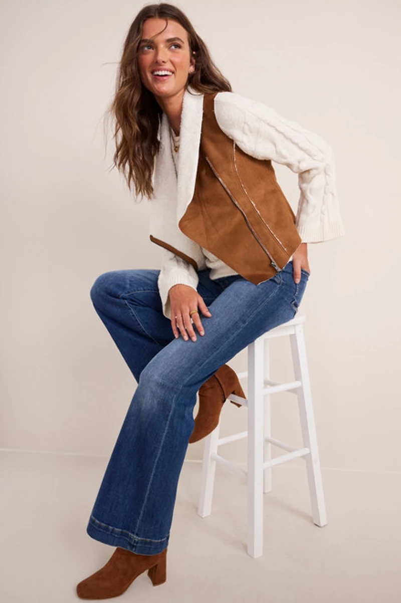 Becky Faux Suede Sherpa Vest
