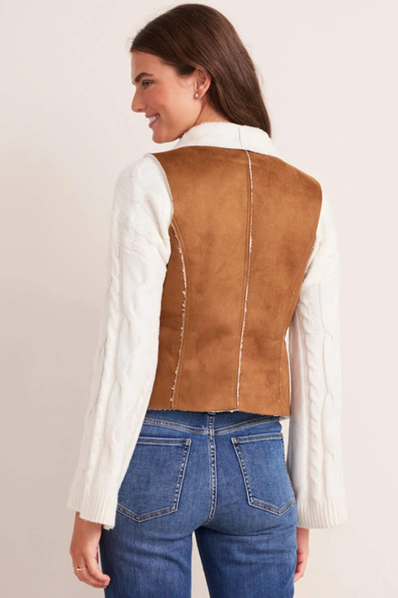 Becky Faux Suede Sherpa Vest