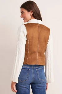 Becky Faux Suede Sherpa Vest