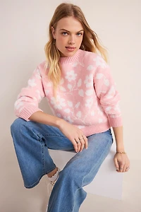 Tina Floral Crewneck Pullover Sweater