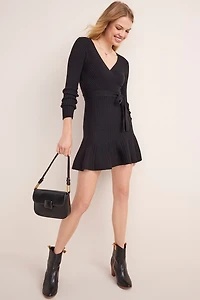 Marlene Ribbed Knit Wrap Sweater Dress