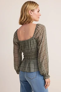 Pam Plaid Long Sleeve Blouse