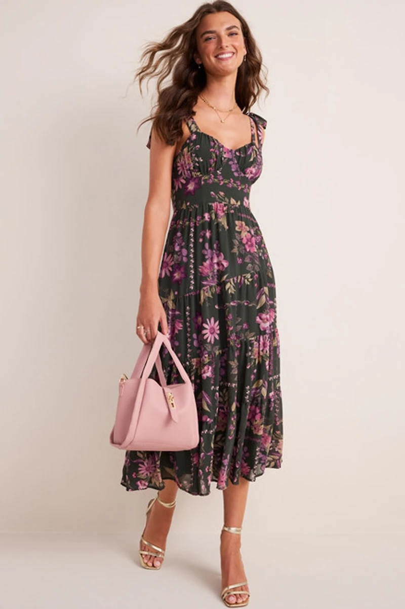 Nina Floral Tiered Midi Dress