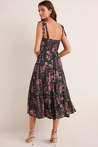Nina Floral Tiered Midi Dress