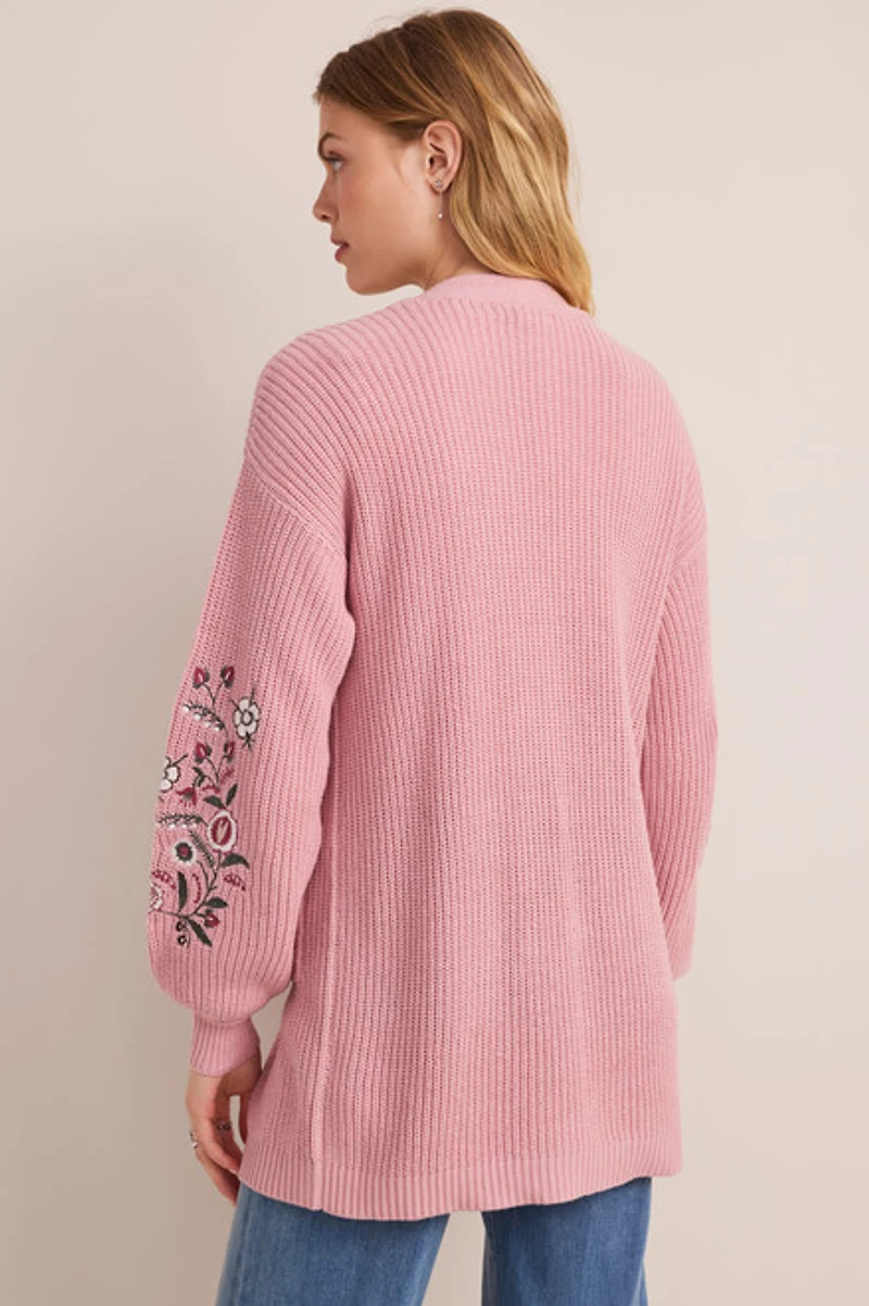 Monica Floral Embroidered Long Cardigan