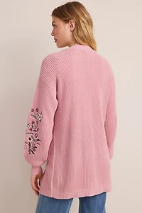 Monica Floral Embroidered Long Cardigan