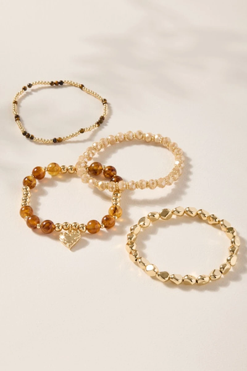 Mari Heart Beaded Stretch Bracelet Set